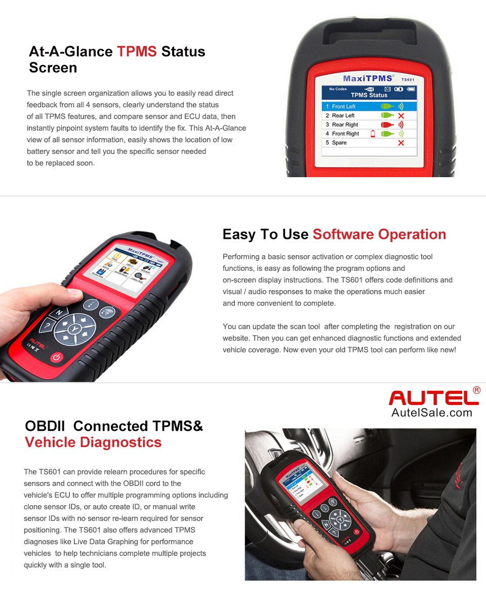 Autel TS601 TPMS functios